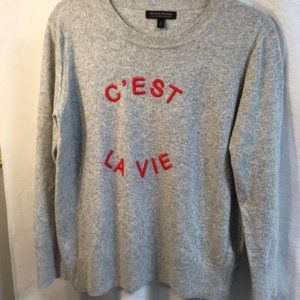 Banana Rebublic Gray Merino Blend "C'est La Vie" Sweater Sz L